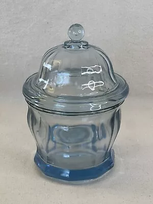 Vintage Clear Light Blue Indiana Glass  Apothecary Ginger Jar Canister 8” W/lid • $15