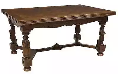 Antique Draw Leaf Table French Breton Figural Carved Oak 1700s / 1800s!! • $2250