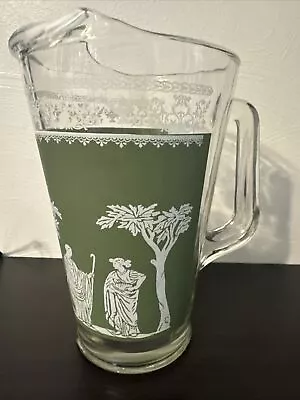 Vintage Pitcher By Jeanette  Hellenic  Greek Green Jasperware • $24.75