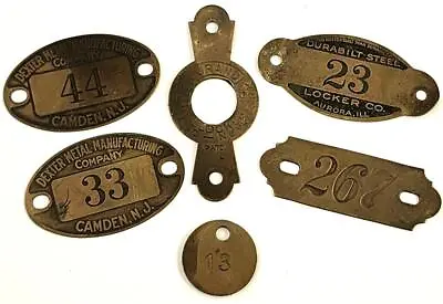 Vintage Industrial Brass Locker & Key Tags Lot Of 6 • $24.99