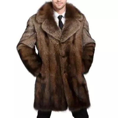 Winter Mens Faux Mink Fur Coats Parka Outwear Furry Thicken Warm Business Chic L • $132.17