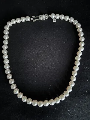 Mikimoto 18k White Gold Pearl Necklace 7.75-8 Mm With Pearl Clasp 16.5” • $3500