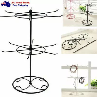 $21.99 • Buy Rotating Double Tier Rack Jewelry Keyring Display Hangers Revolving Stand Holder