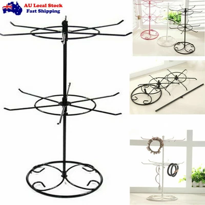 $21.99 • Buy Rotating Double Tier Rack Jewelry Keyring Display Hangers Revolving Stand Holder