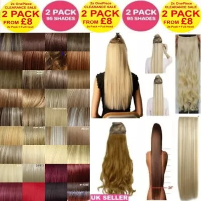 *2 PACK* 2x24  Long One Piece Curly Straight Clip In Hair Extensions For Women U • £10