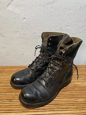 Black Leather Military Combat Work Punk Rocker Biker Grunge 9R 1964 • $49.22