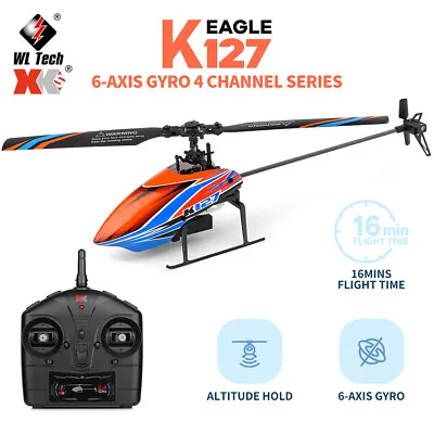 WLtoys K127 2.4G 4CH 6-Axis Gyro Single Blade RC Helicopter RTF W/ 2 Battery US • $62.57
