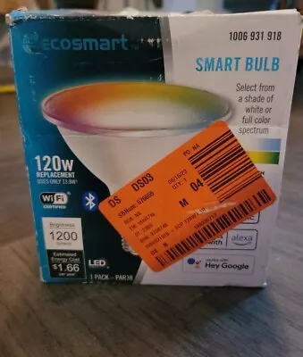 EcoSmart 120W Equivalent Smart Bulb Color Changing Hubspace LED 1 Pack- PAR38 • $10.39