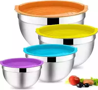 Mixing Bowl With Airtight Lid Set Of 4 Salad Nesting Bowl Large Metal Mixing B • £18.99