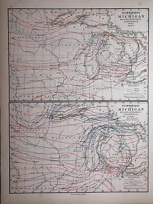 (LG13x17) 1873 Seasonal Climatology Map State Of MICHIGAN -Printed On Each Side • $18