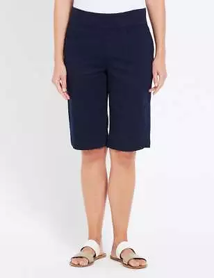 AU 8 - W LANE - Womens Blue Shorts - Summer - Cotton - Knee Length - High Waist • $18.51