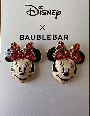 Disney X Baublebar  Minnie Mouse Earrings  Minnie Face/red Crystal Bow  Nwt • $16.88