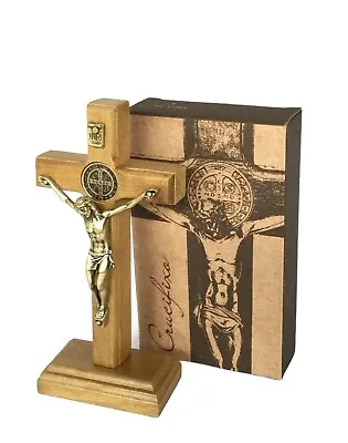 5.5  Wood Standing Table Wall Cross Crucifix Home Altar Shrine  Catholic Benito  • $19.88