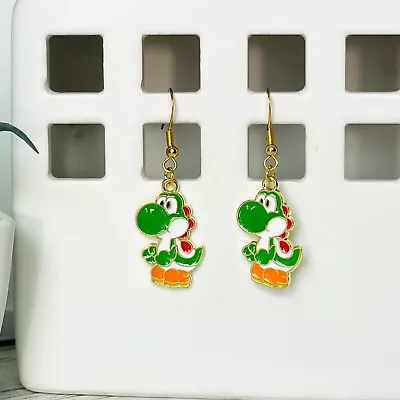 SUPER MARIO BROS Yoshi Inspired Handmade Dangle Earrings 925 Hypoallergenic • $5.95