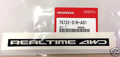 $19.99 • Buy Genuine OEM Honda CR-V Element Realtime 4WD Sticker 75722-S10-A01 CRV 4 WD