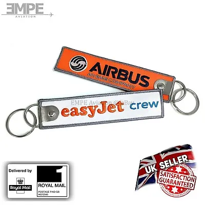 EasyJet Crew Tag Bag Label Keychain Ring Airbus Pilot Embroidered • £5.59