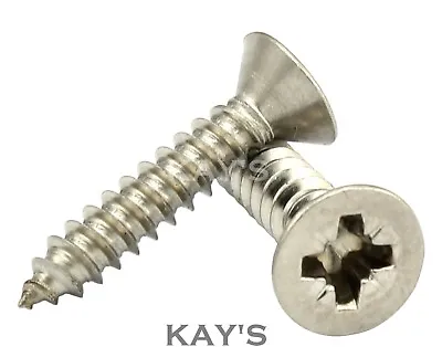 POZI COUNTERSUNK SELF TAPPING SCREWS A2 STAINLESS STEEL No.10(4.8mmØ) X 9mm-80mm • £2.58
