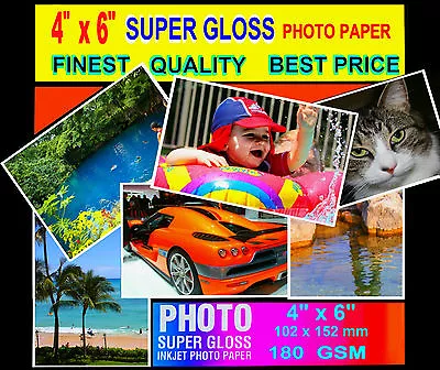 $6.95 • Buy Super Glossy Finest Quality Photo Paper  6x4 50 Sheets-180 GSM 