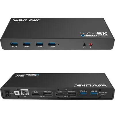 USB C Universal Docking Station 5K/ Dual 4K @60Hz Video Outputs Dual Monitor • $158