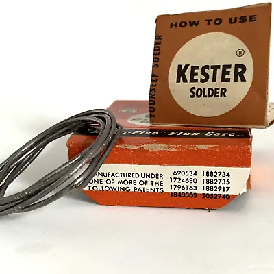 Vtg Kester TV-Radio Solder Resin-Five Flux Core Original Box Solder Instructions • $6