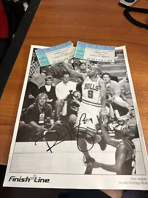 Chicago Bulls 1994 Tickets Jordan Plus Ron Harper Signed 8 X 10 • $21.59