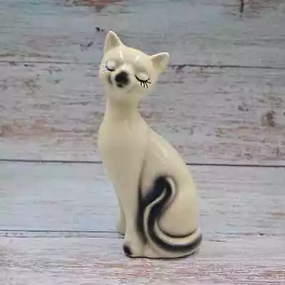 Vintage Mid Century Modern Siamese Sitting White Cat Figure • $26.60