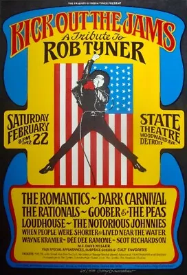 ROB TYNER TRIBUTE 1993 DETROIT Concert Poster MC5 GARY GRIMSHAW Signed NM • $300