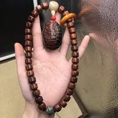 Horn Carved Turtle Shell Beads Necklace Chain Pendant Amulet Feng Shui • $65.08
