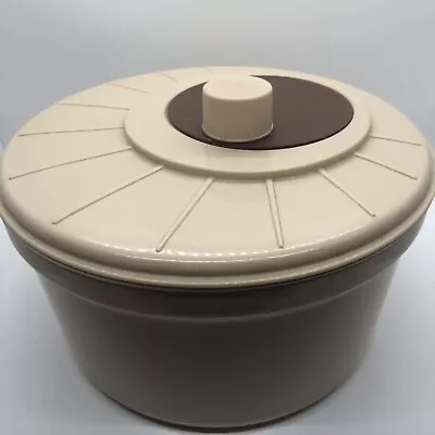 Vintage Salad Spinner Retro Cream Beige Brown Lettuce Spinner 1970s • £12.99