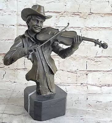 Fine Art Classic Violin Fiddler Player Young Boy Bronze Marble Sculpture Sale • $139.65