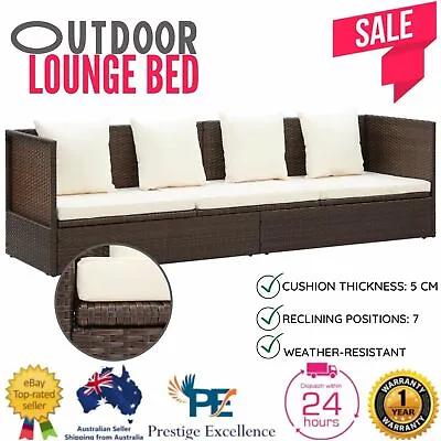 $344.44 • Buy PE Wicker Day Bed Outdoor Furniture Lounge Patio Sofa Garden Setting W/ Cushion