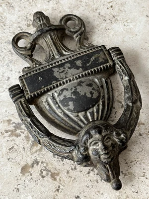 $289 • Buy Antique 1885 Victorian New Orleans Gargoyle Angel Face Urn Torchiere Doorknocker