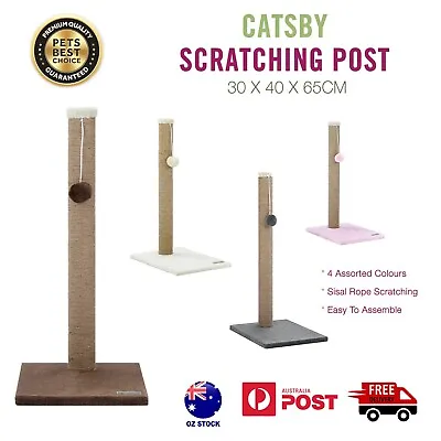 $30.95 • Buy Cat Scratching Post Kitten Tree Single Sisal Scratcher Pole With Toy 65cm Tall 