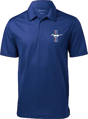 Mens Polo Shirt Ford Mustang The Legend Lives Crest Pocket Print Textured Polo • $24.99