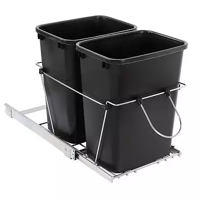 Double 35 Quart Pull Out Trash Can Waste Bin Container Under Kitchen Cabinet  • $59.58