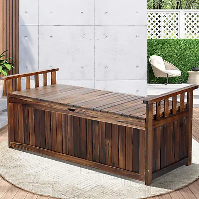 Livsip Outdoor Storage Box Garden Bench Wooden Chest Tool Container Cabinet XL • $161.91