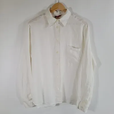 H&M L.O.G.G Ivory Linen Button Down Shirt Size 20 / XL Lightweight Ecrue • $34.99