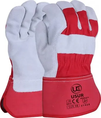 Canadian Thick Leather Rigger Work DIY Gardening Haulage Gloves Heavy Duty • £2.99