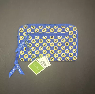 NWT Vera Bradley RIVIERA BLUE Zip Around Wristlet Blue Yellow Floral Retired • $20