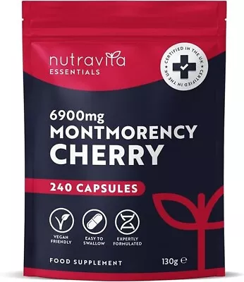 Montmorency Cherry 6900mg | 240 Capsules | Tart Cherry Extract | Vegan Made UK • £8.65