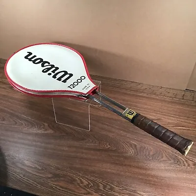 WILSON T2000 Tennis Racquet Racket Vtg USA 4 5/8  WILSON T2000 Zippered Cover • $32.43