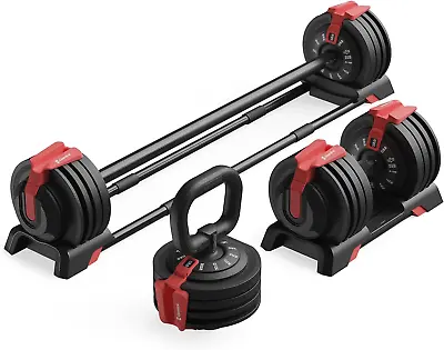 Adjustable Dumbbells 52.5LB /90LB Dumbbell Set Anti-Slip Handle With 1S Weight • $269.33