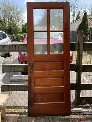 30 X79  Antique Vintage Old Salvaged Interior Wood Wooden Door With Glass Panels • $74.99