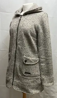 MERRELL : Women's Grey Marl Long Hooded Fleece Jacket Coat Size M/M (FREE UK P&P • £34.95
