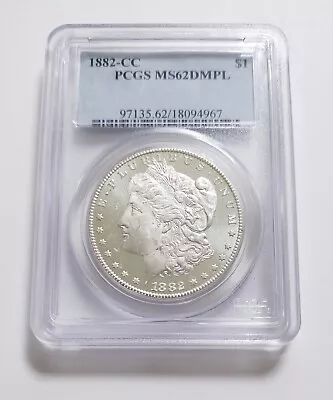 1882 CC PCGS MS-62  DMPL Morgan Dollar-Blast White-Frosty White Cameo Contrast  • $550