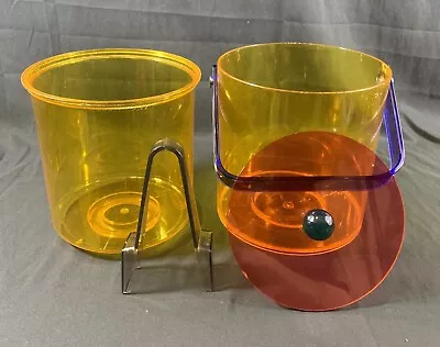✨Vintage Mid Century MCM Orange Red Green Purple Ice Bucket Lucite Barware✨ • $22.99