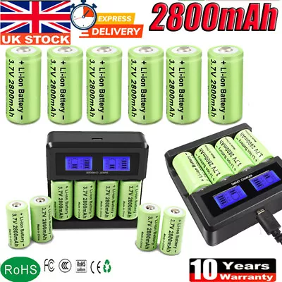 8x16x 2800mAh CR123A Batteries 123 CR123 DL123A 3.7V Lithium Camera Battery • £89.99