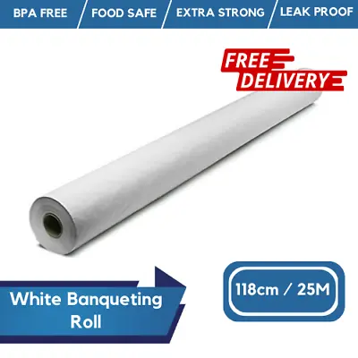 10m - 100m White Banqueting Roll Party Table Cover Wedding Table Banquet Roll • £12.99