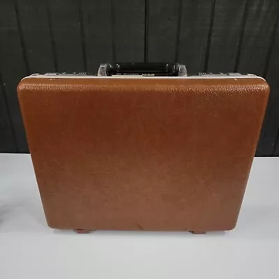 VTG Brown Hardside Briefcase Document Carry On File Suitcase Laptop W/ Keys MCM • $34.98