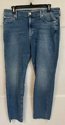 7 For All Mankind Roxanne Ankle Slim Cigarette Blue Jeans Women Size 32 X 26 New • $29.99